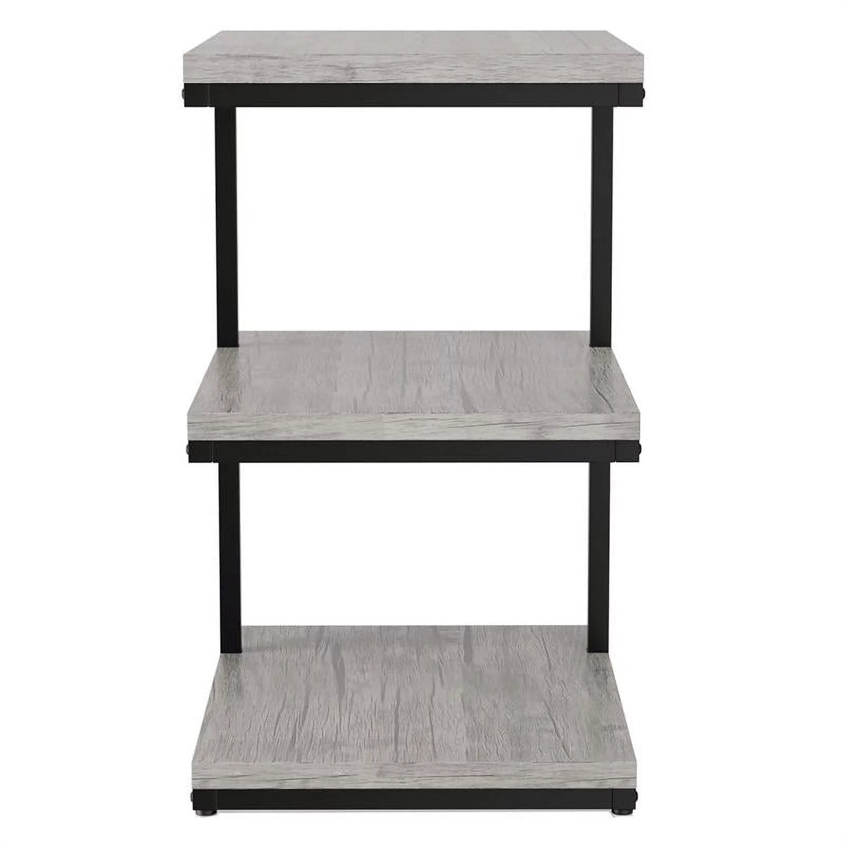 Light Gray 3-Shelf Metal Side Table Set of 2 D64750
