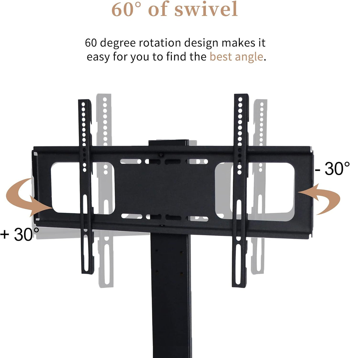 Swivel Floor TV Stand with Adjustable Tempered Wooden Shelves B789