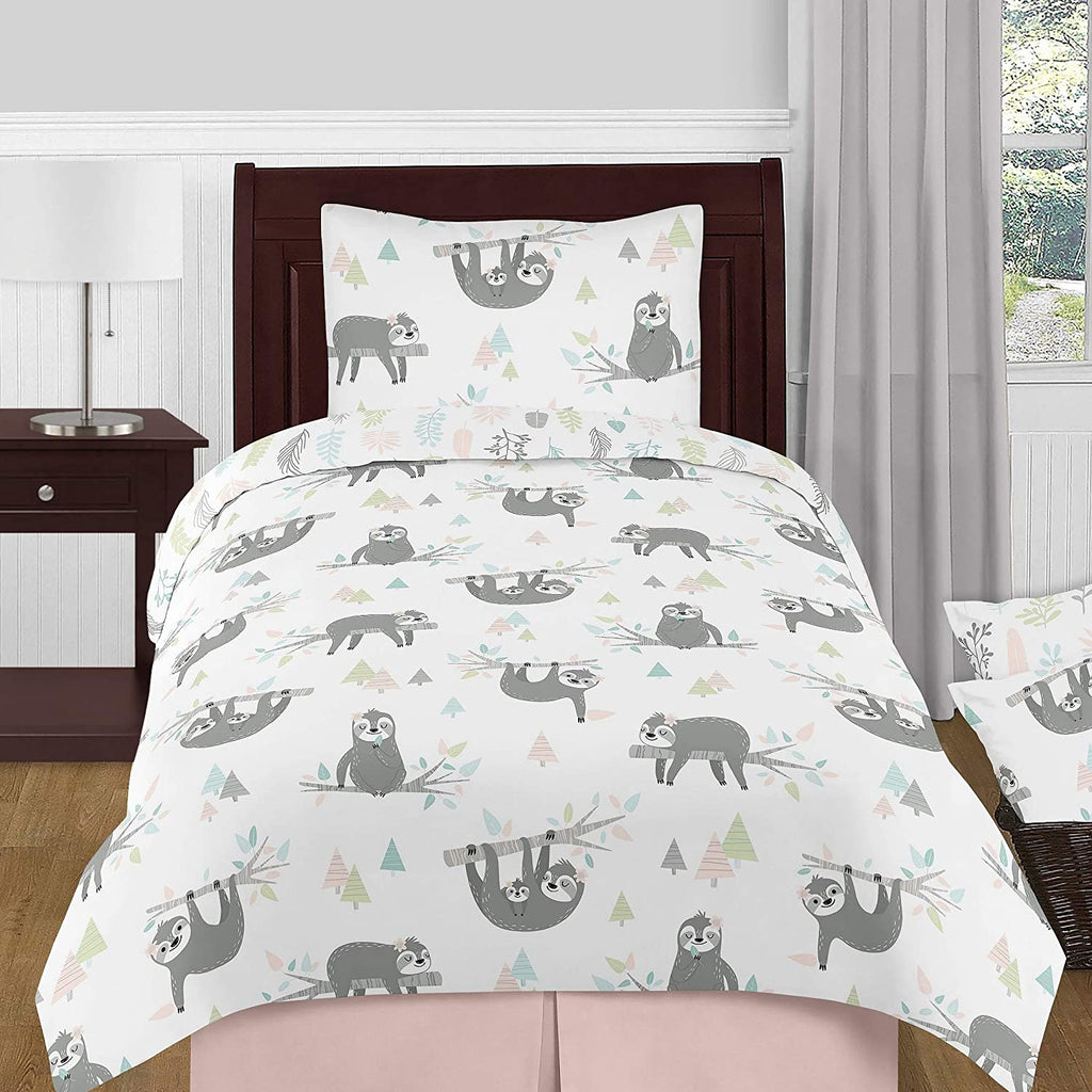 Pink and Grey Jungle Sloth Leaf Baby Kid Clothes Laundry Hamper I4246