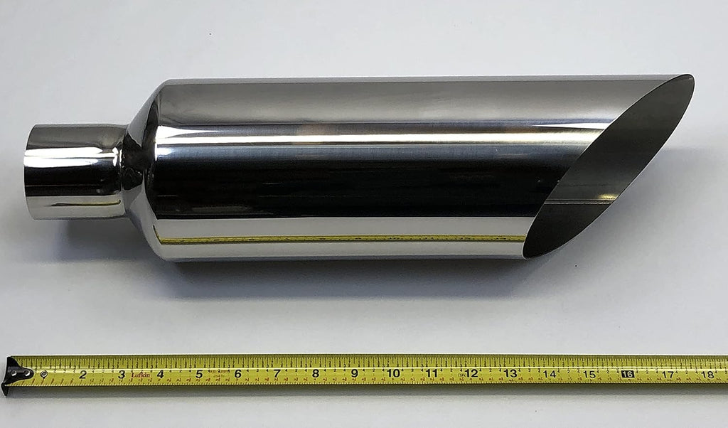 Polished Stainless Slant Exhaust Tip 6.00" X 18.00" Long 2.50" Inlet H8966