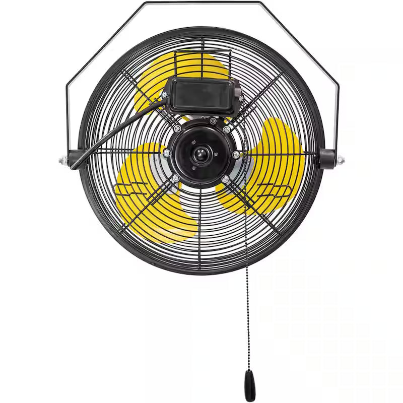 Yellow 12 in. 3-Speeds Wall Fan with Metal Structure C843716