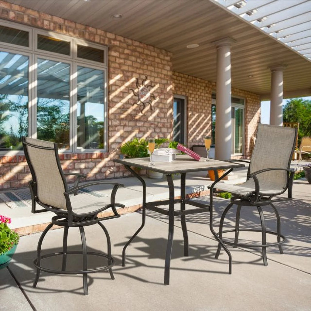 3 Piece Swivel Bar Stools and Table Patio Bistro Set L472666