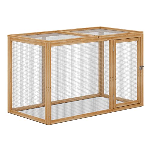 Wood Chicken Cage Rabbit Hutch with Openable Roof and Side Door, 45 x 24 x 28 inch Y58400