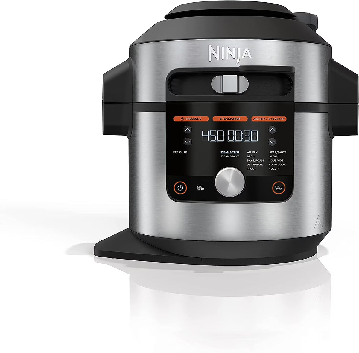 Open Box 8 Qt Pressure Cooker Steam Fryer with SmartLid Silver V925083