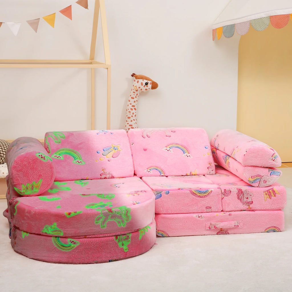 11 Pc Pink Modular Kids Play Couch G77319